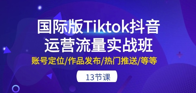 国际版Tiktok抖音运营流量实战班：账号定位/作品发布/热门推送/等等-13节-AI网创