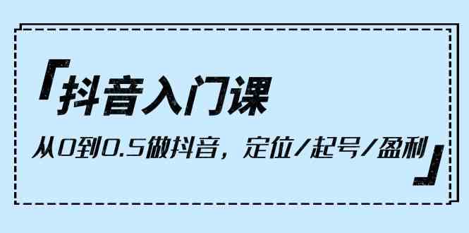 抖音入门课，从0到1做抖音，定位/起号/盈利（9节课）-AI网创