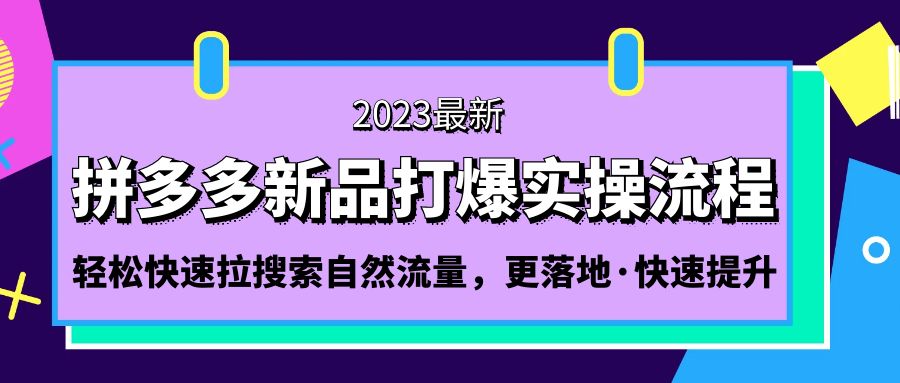 拼多多-新品打爆实操流程：轻松快速拉搜索自然流量，更落地·快速提升!-AI网创