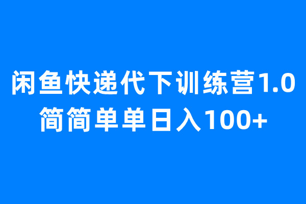 闲鱼快递代下训练营1.0，简简单单日入100+-AI网创