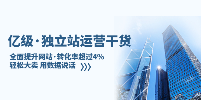 亿级·独立站运营干货：全面提升网站·转化率超过4%，轻松大卖 用数据说话-AI网创