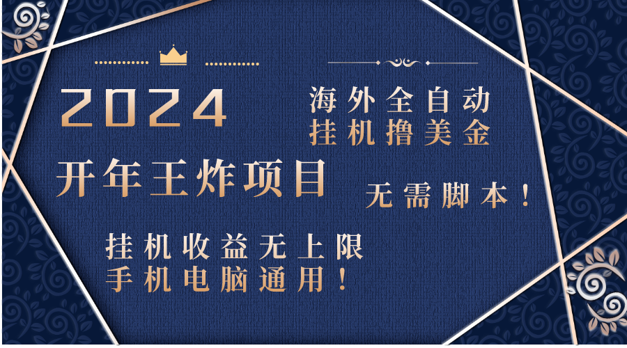 2024海外全自动挂机撸美金项目！手机电脑均可，无需脚本，收益无上限！-AI网创