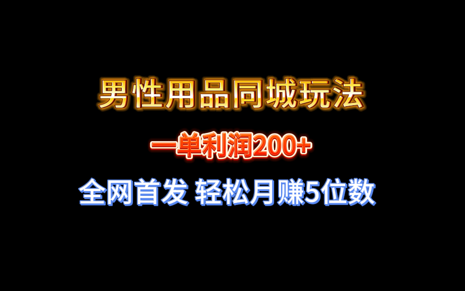 全网首发 一单利润200+ 男性用品同城玩法 轻松月赚5位数-AI网创