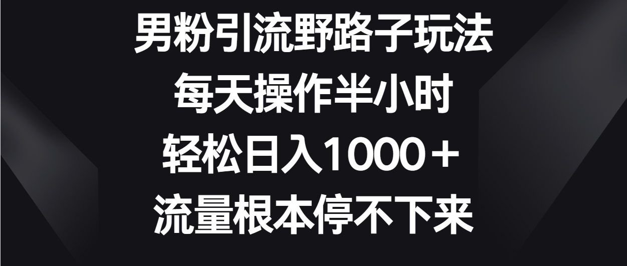 男粉引流野路子玩法，每天操作半小时轻松日入1000＋，流量根本停不下来-AI网创