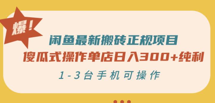 闲鱼最新搬砖正规项目：傻瓜式操作单店日入300+纯利，1-3台手机可操作￼-AI网创
