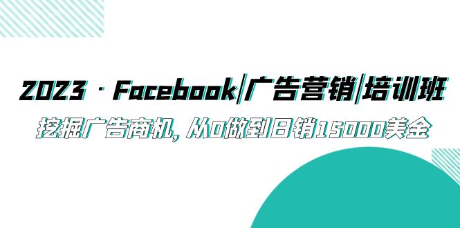 2023·Facebook|广告营销|培训班，挖掘广告商机，从0做到日销15000美金-AI网创