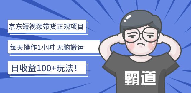 京东短视频带货正规项目：每天操作1小时无脑搬运日收益100+玩法！￼-AI网创