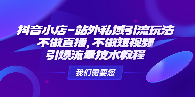 抖音小店-站外私域引流玩法：不做直播，不做短视频，引爆流量技术教程-AI网创