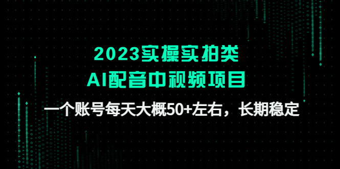 2023实操实拍类AI配音中视频项目，一个账号每天大概50+左右，长期稳定-AI网创