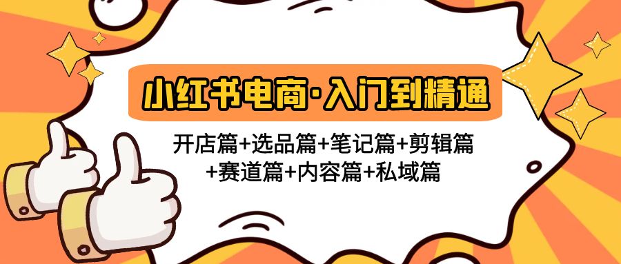 小红书电商入门到精通 开店篇+选品篇+笔记篇+剪辑篇+赛道篇+内容篇+私域篇-AI网创