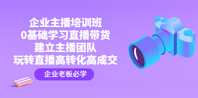 企业主播培训班：0基础学习直播带货，建立主播团队，玩转直播高转化高成交-AI网创