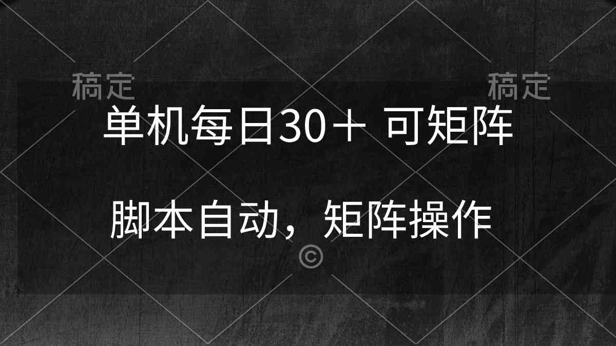 （10100期）单机每日30＋ 可矩阵，脚本自动 稳定躺赚-AI网创