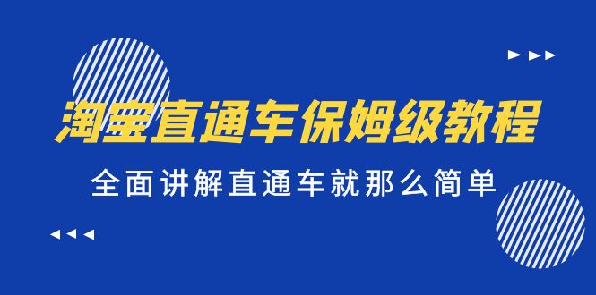 淘宝直通车保姆级教程，全面讲解直通车就那么简单！-AI网创