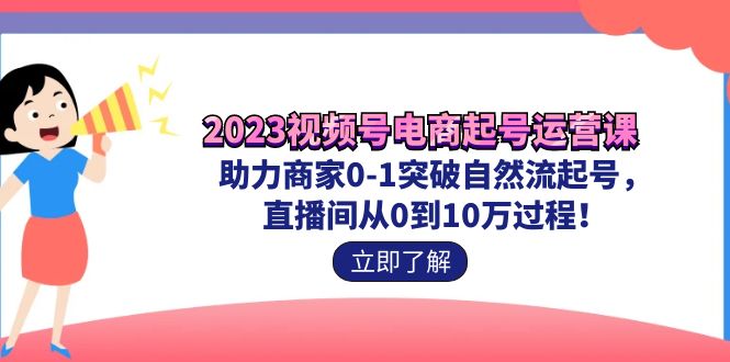 2023视频号-电商起号运营课 助力商家0-1突破自然流起号 直播间从0到10w过程-AI网创