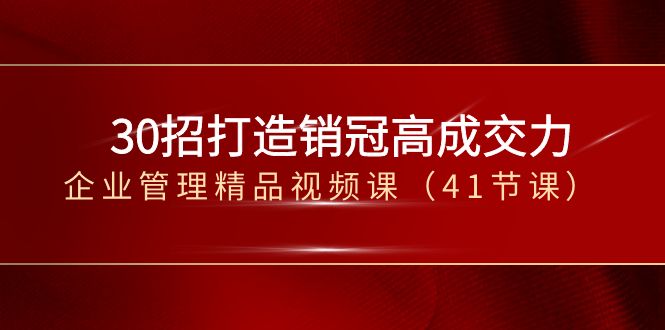 30招-打造销冠高成交力-企业管理精品视频课（41节课）-AI网创