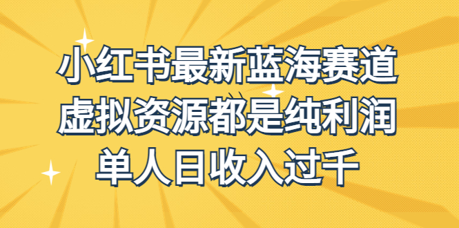 外面收费1980的小红书最新蓝海赛道，虚拟资源都是纯利润，单人日收入过千-AI网创