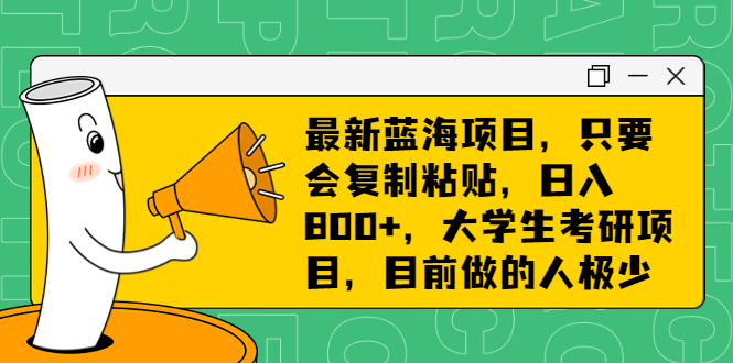 最新蓝海项目，只要会复制粘贴，日入800+，大学生考研项目，目前做的人极少-AI网创