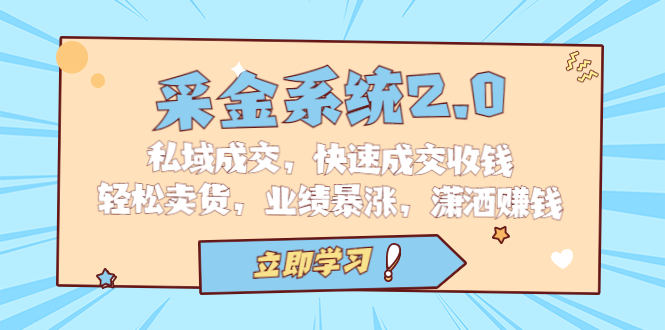 采金 系统2.0，私域成交，快速成交收钱，轻松卖货，业绩暴涨，潇洒赚钱-AI网创