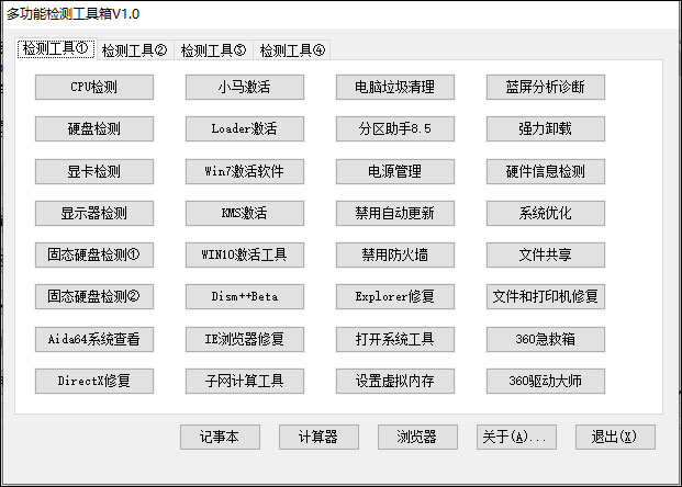 多功能检测工具箱 v1.0官方版功能强大的系统维护工具箱软件-AI网创