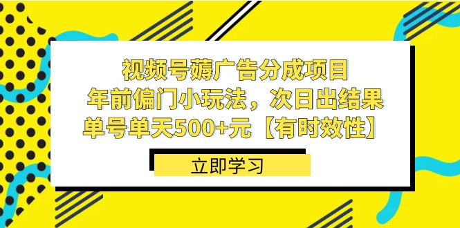 视频号薅广告分成项目，年前偏门小玩法，次日出结果，单号单天500+元-AI网创