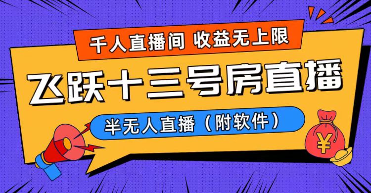 爆火飞跃十三号房半无人直播，一场直播上千人，日入过万！（附软件）-AI网创