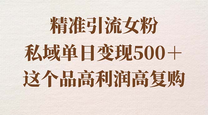 精准引流女粉，私域单日变现500＋，高利润高复购，保姆级实操教程分享-AI网创