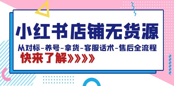 小红书店铺无货源：从对标-养号-拿货-客服话术-售后全流程（20节课）-AI网创