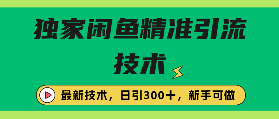 独家闲鱼引流技术，日引300＋实战玩法-AI网创