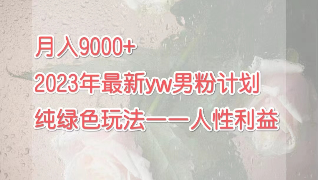 月入9000+2023年9月最新yw男粉计划绿色玩法——人性之利益-AI网创