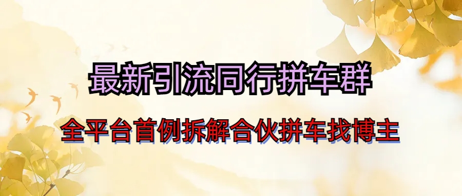 最新引流同行拼车群合伙拼车找博主日引百人新玩法-AI网创