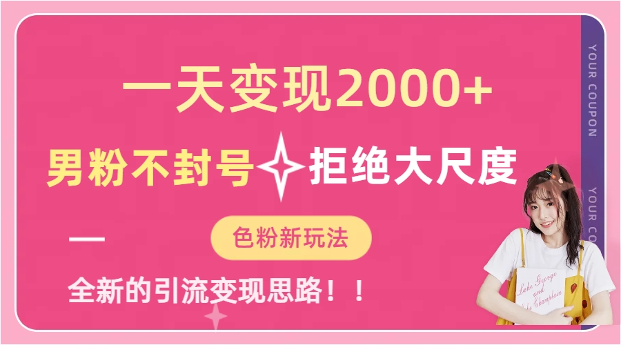 一天收款2000元，男粉不封号拒绝大尺度-色粉全新的变现方法-AI网创