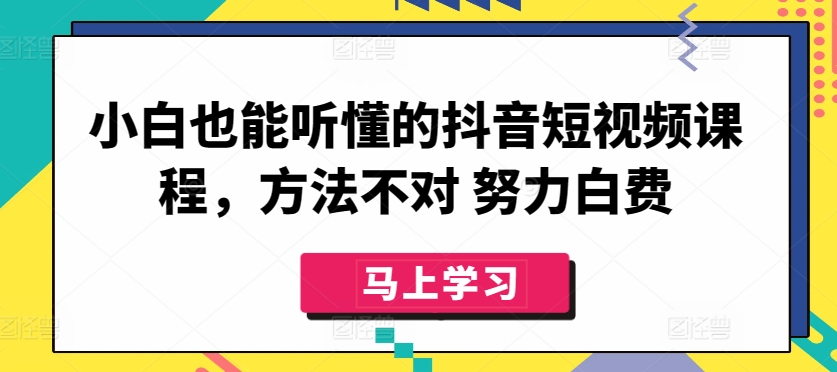 小白也能听懂的抖音短视频课程，方法不对 努力白费-AI网创