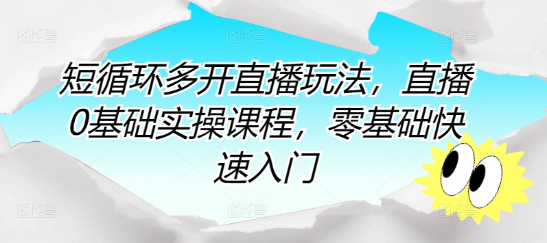 短循环多开直播玩法，直播0基础实操课程，零基础快速入门-AI网创