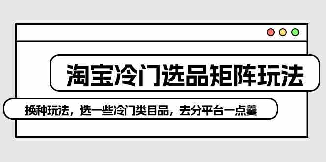 （10159期）淘宝冷门选品矩阵玩法：换种玩法，选一些冷门类目品，去分平台一点羹-AI网创