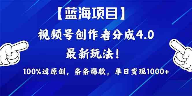 （9777期）2024蓝海项目视频号，最新方法， 100%过原创，条条爆款，单日变现1K+，…-AI网创
