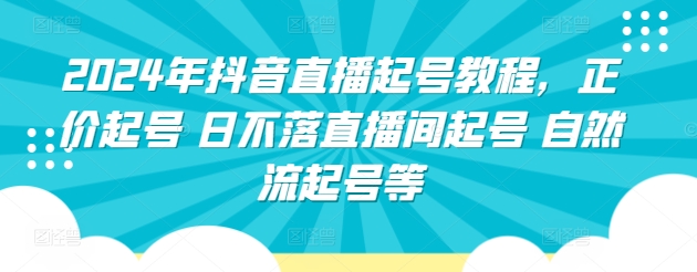 2024年抖音直播起号教程，正价起号 日不落直播间起号 自然流起号等-AI网创