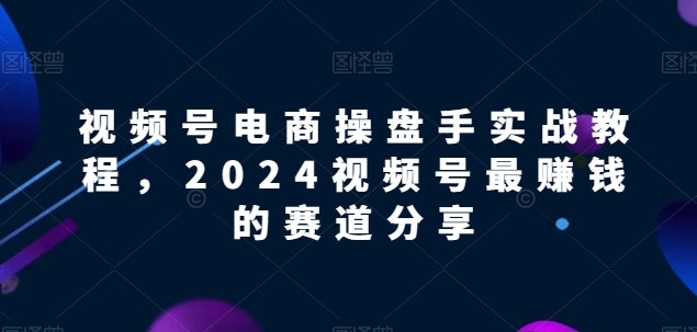 视频号电商实战教程，2024视频号最赚钱的赛道分享-AI网创