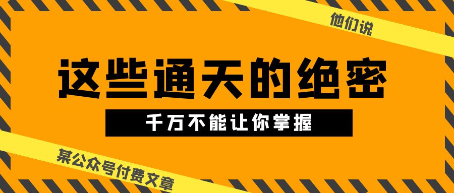 某公众号付费文章《他们说 “ 这些通天的绝密，千万不能让你掌握! ”》-AI网创