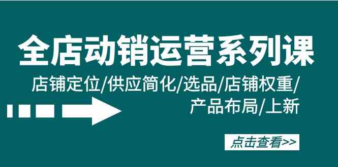 全店动销运营系列课：店铺定位/供应简化/选品/店铺权重/产品布局/上新-AI网创