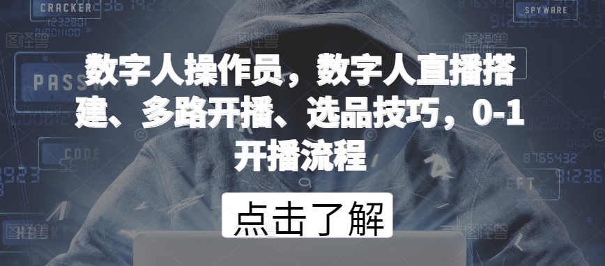 数字人操作员，数字人直播搭建、多路开播、选品技巧，0-1开播流程-AI网创