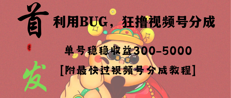 全网独家首发，视频号BUG，超短期项目，单号每日净收益300-5000！-AI网创