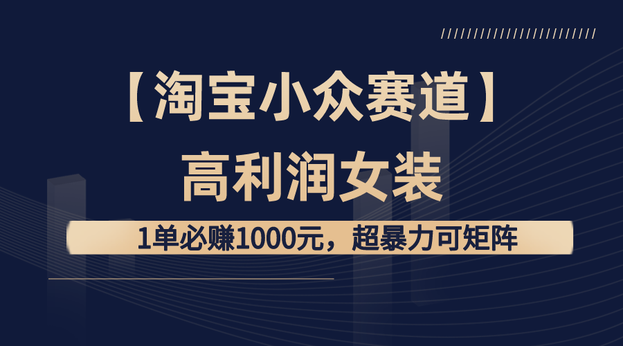【淘宝小众赛道】高利润女装：1单必赚1000元，超暴力可矩阵-AI网创