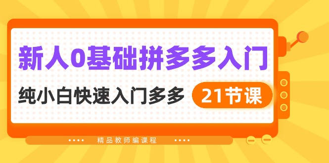 新人0基础拼多多入门，纯小白快速入门多多（21节课）-AI网创