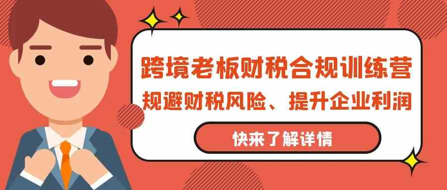 跨境老板财税合规训练营，规避财税风险、提升企业利润-AI网创