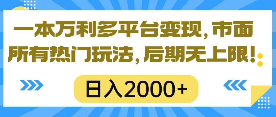 （10311期）一本万利多平台变现，市面所有热门玩法，日入2000+，后期无上限！-AI网创