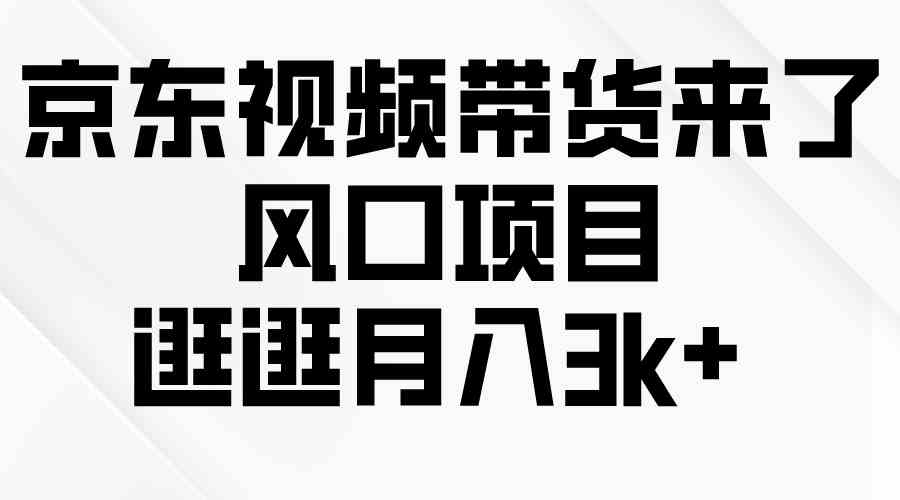 （10025期）京东短视频带货来了，风口项目，逛逛月入3k+-AI网创