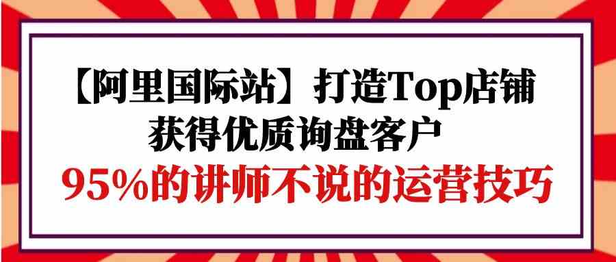 （9976期）【阿里国际站】打造Top店铺-获得优质询盘客户，95%的讲师不说的运营技巧-AI网创