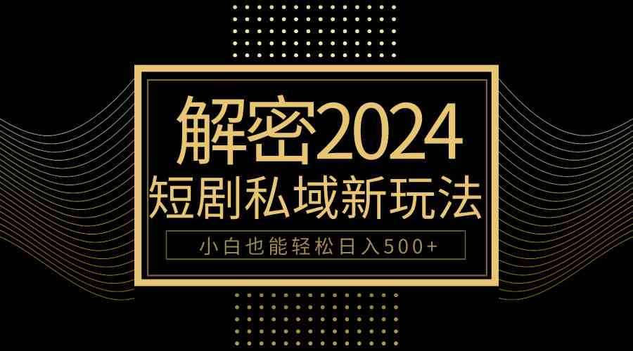 （9951期）10分钟教会你2024玩转短剧私域变现，小白也能轻松日入500+-AI网创