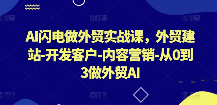 AI闪电做外贸实战课，​外贸建站-开发客户-内容营销-从0到3做外贸AI-AI网创