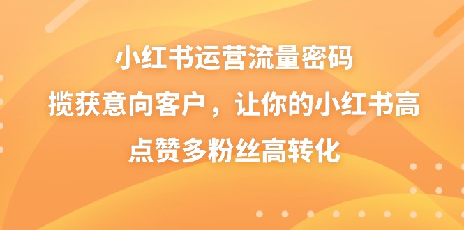 小红书运营流量密码，揽获意向客户，让你的小红书高点赞多粉丝高转化-AI网创